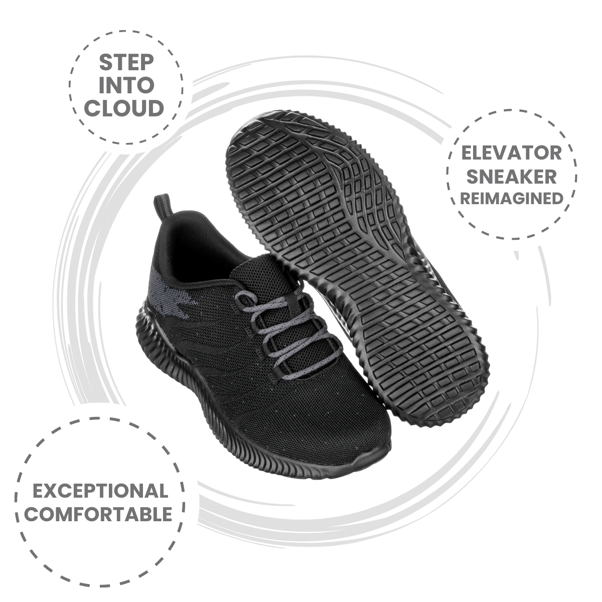 CALTO - Q216 - 2.8 Inches Taller (Black/Grey) - Ultra Lightweight
